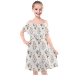Roses-white Kids  Cut Out Shoulders Chiffon Dress