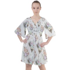 Roses-white Boho Button Up Dress by nateshop