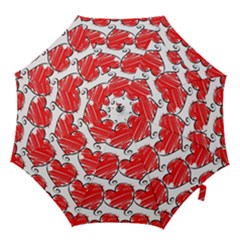 Seamless-heart-red Hook Handle Umbrellas (large) by nateshop