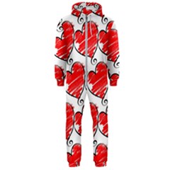 Seamless-heart-red Hooded Jumpsuit (men) by nateshop