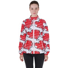 Seamless-heart-red Women s High Neck Windbreaker by nateshop