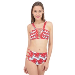 Seamless-heart-red Cage Up Bikini Set by nateshop