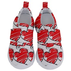 Seamless-heart-red Kids  Velcro No Lace Shoes