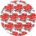 Seamless-heart-red Wooden Puzzle Round View1