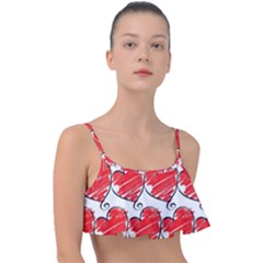 Seamless-heart-red Frill Bikini Top by nateshop