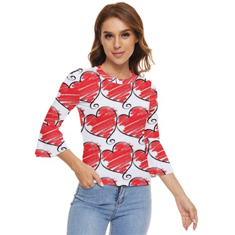 Seamless-heart-red Bell Sleeve Top by nateshop