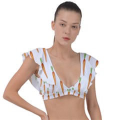 Carrot Plunge Frill Sleeve Bikini Top by SychEva