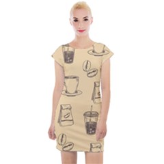 Coffee-56 Cap Sleeve Bodycon Dress