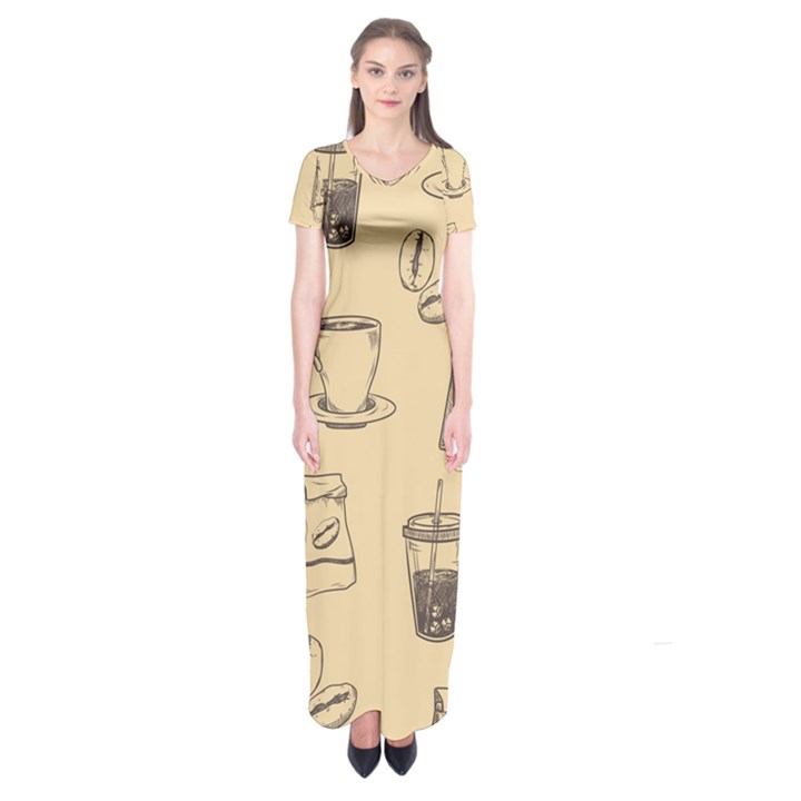 Coffee-56 Short Sleeve Maxi Dress