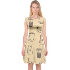 Coffee-56 Capsleeve Midi Dress