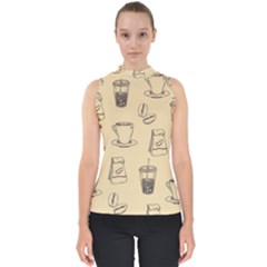 Coffee-56 Mock Neck Shell Top