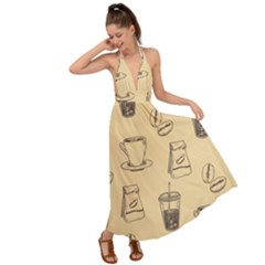 Coffee-56 Backless Maxi Beach Dress