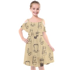 Coffee-56 Kids  Cut Out Shoulders Chiffon Dress by nateshop