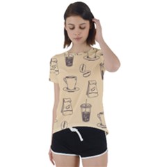 Coffee-56 Short Sleeve Open Back Tee by nateshop