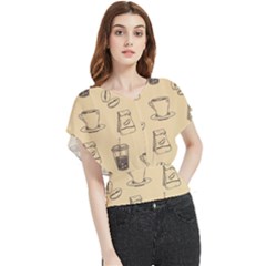 Coffee-56 Butterfly Chiffon Blouse