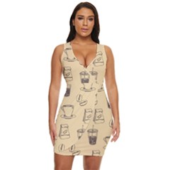 Coffee-56 Draped Bodycon Dress