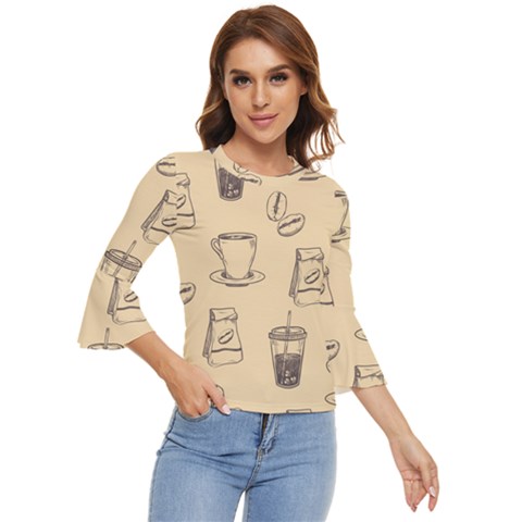 Coffee-56 Bell Sleeve Top by nateshop