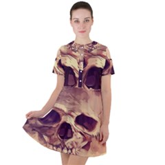 Day-of-the-dead Short Sleeve Shoulder Cut Out Dress  by nateshop