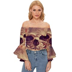 Day-of-the-dead Off Shoulder Flutter Bell Sleeve Top by nateshop