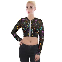 Fabric-65 Long Sleeve Cropped Velvet Jacket by nateshop