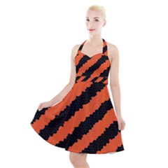 Halloween-background Halter Party Swing Dress  by nateshop