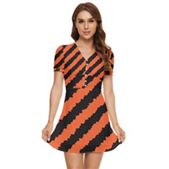 Halloween-background V-neck High Waist Chiffon Mini Dress by nateshop