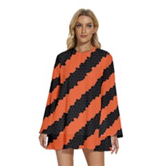 Halloween-background Round Neck Long Sleeve Bohemian Style Chiffon Mini Dress by nateshop