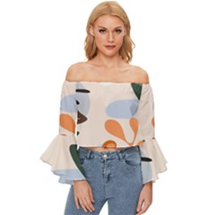 Palm Off Shoulder Flutter Bell Sleeve Top by nateshop