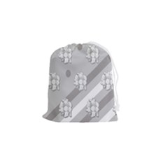 Strip-gray Drawstring Pouch (small) by nateshop