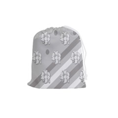 Strip-gray Drawstring Pouch (medium) by nateshop