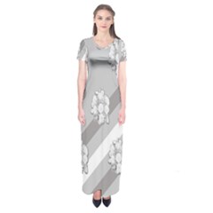 Strip-gray Short Sleeve Maxi Dress