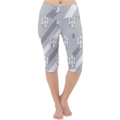 Strip-gray Lightweight Velour Cropped Yoga Leggings by nateshop