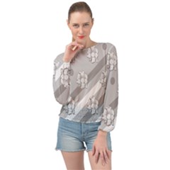 Strip-gray Banded Bottom Chiffon Top by nateshop