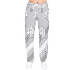 Strip-gray Women Velvet Drawstring Pants by nateshop