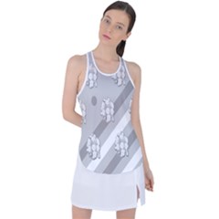 Strip-gray Racer Back Mesh Tank Top by nateshop