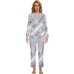 Strip-gray Womens  Long Sleeve Lightweight Pajamas Set by nateshop