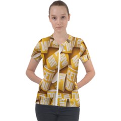 Yellow-cups Short Sleeve Zip Up Jacket by nateshop