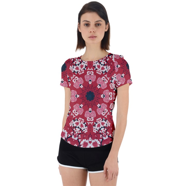 Traditional Cherry blossom  Back Cut Out Sport Tee