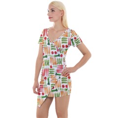 Vegetables Short Sleeve Asymmetric Mini Dress by SychEva