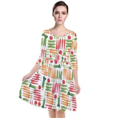 Vegetables Quarter Sleeve Waist Band Dress by SychEva