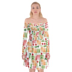 Vegetables Off Shoulder Skater Dress by SychEva