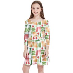 Vegetables Kids  Quarter Sleeve Skater Dress by SychEva
