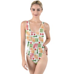 Vegetables High Leg Strappy Swimsuit by SychEva