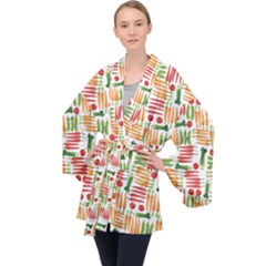 Vegetables Long Sleeve Velvet Kimono  by SychEva