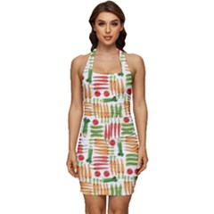 Vegetables Sleeveless Wide Square Neckline Ruched Bodycon Dress by SychEva