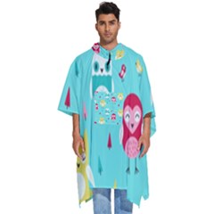 Owls Owl Bird Cute Animal Art Vector  Pattern Colorful Men s Hooded Rain Ponchos by Salman4z