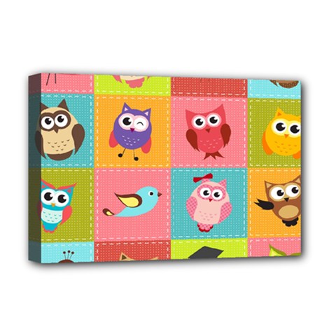 Owls Pattern Abstract Art Vector Cartoon Deluxe Canvas 18  X 12  (stretched) by Salman4z