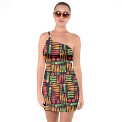 Vegetable One Shoulder Ring Trim Bodycon Dress by SychEva