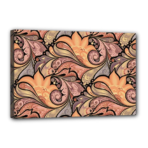 Colorful Background Artwork Pattern Floral Patterns Retro Paisley Canvas 18  X 12  (stretched)