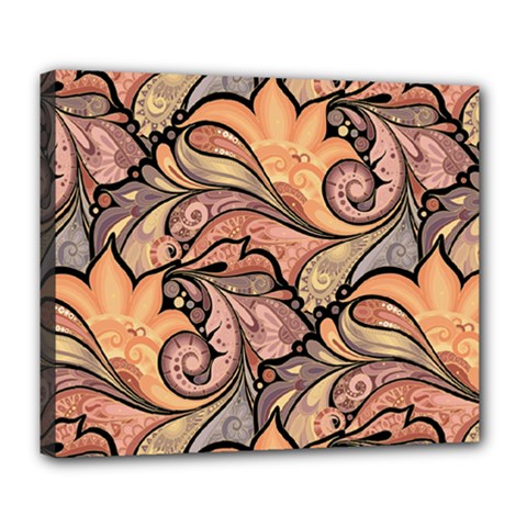 Colorful Background Artwork Pattern Floral Patterns Retro Paisley Deluxe Canvas 24  X 20  (stretched)